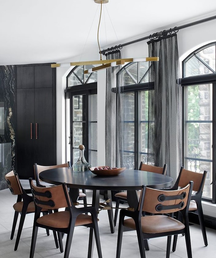 Textured open-weave sheers and layered textiles adding depth to custom window treatments with Michele Plachter.