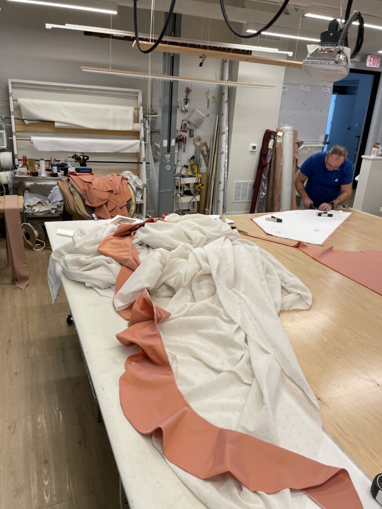 Custom ruffle fabrication in Vitalia Inc Bucks County atelier
