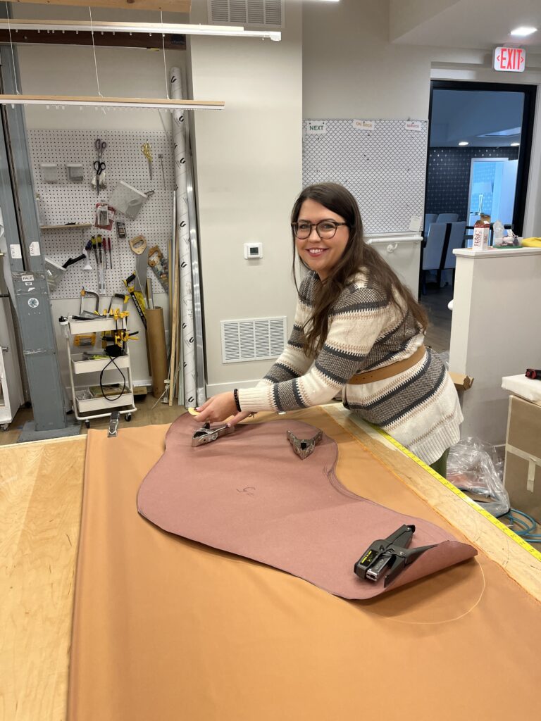 Custom ruffle fabrication in Vitalia Inc Bucks County atelier