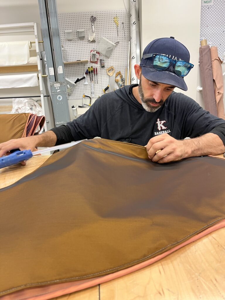 Custom ruffle fabrication in Vitalia Inc Bucks County atelier