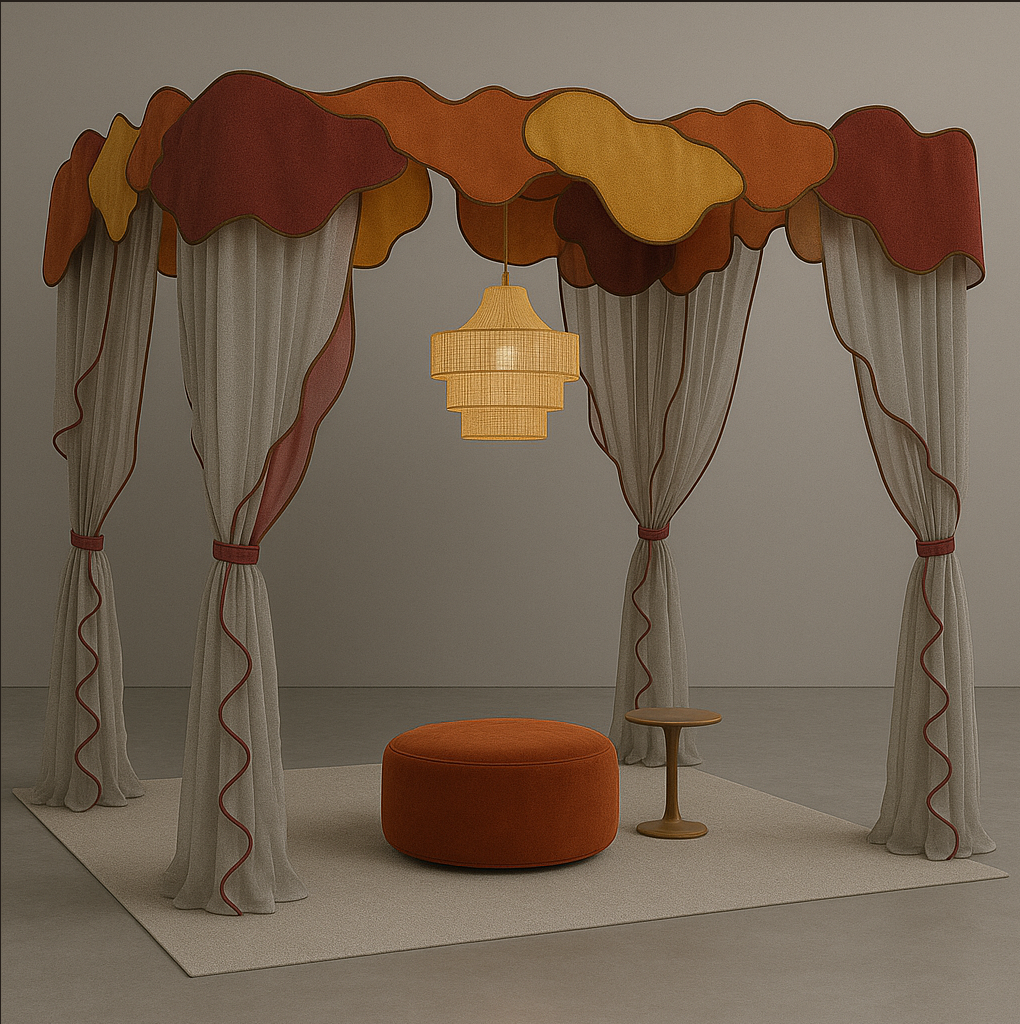 Vitalia Inc BDNY 2025 booth with custom sheer draperies and petals