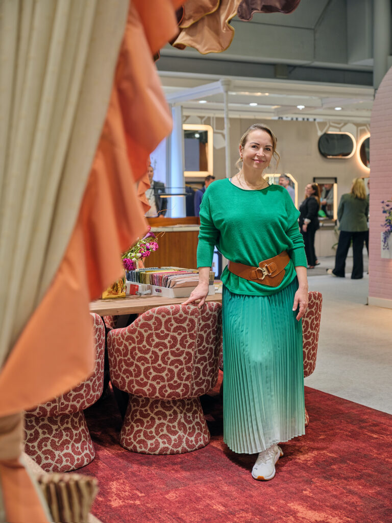 Vitalia Inc BDNY 2025 booth with custom sheer draperies and petals