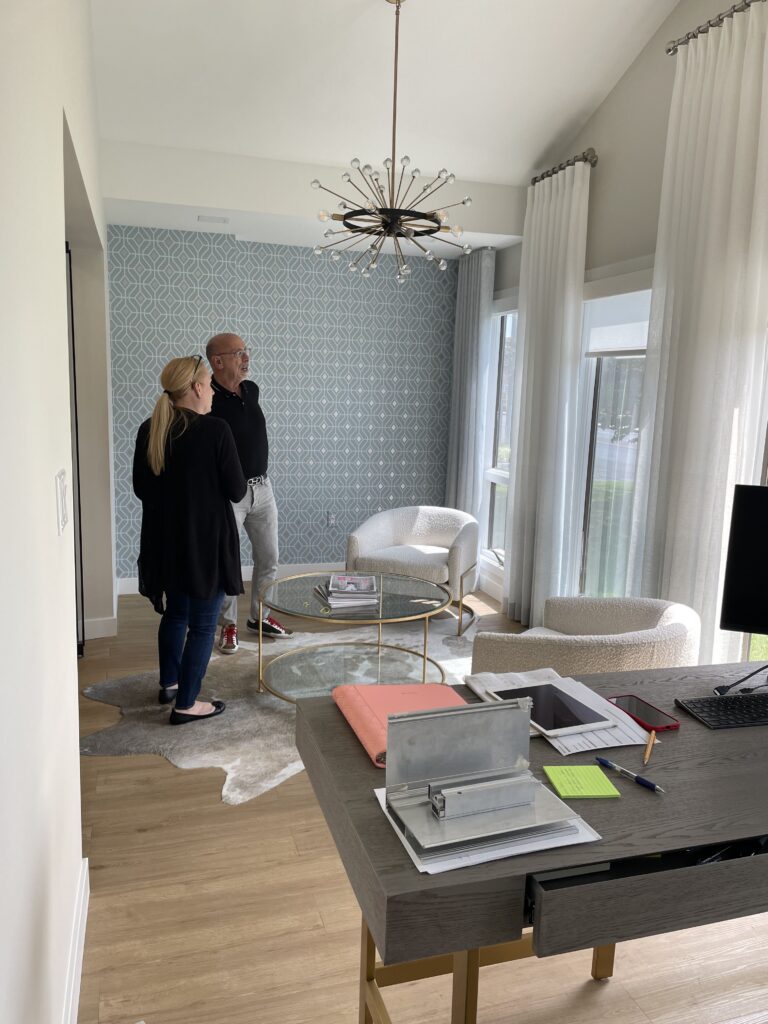 Michael Shannon Design team at Vitalia Inc Bucks County custom window treatment atelier, private Lunch and Learn